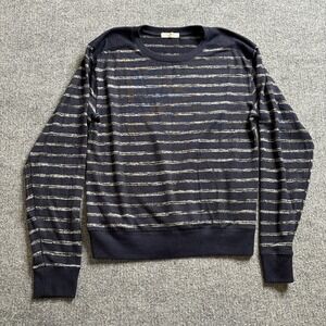 rag & bone Sweater Women's Medium Navy Gray Striped Crewneck Long Sleeve Knit